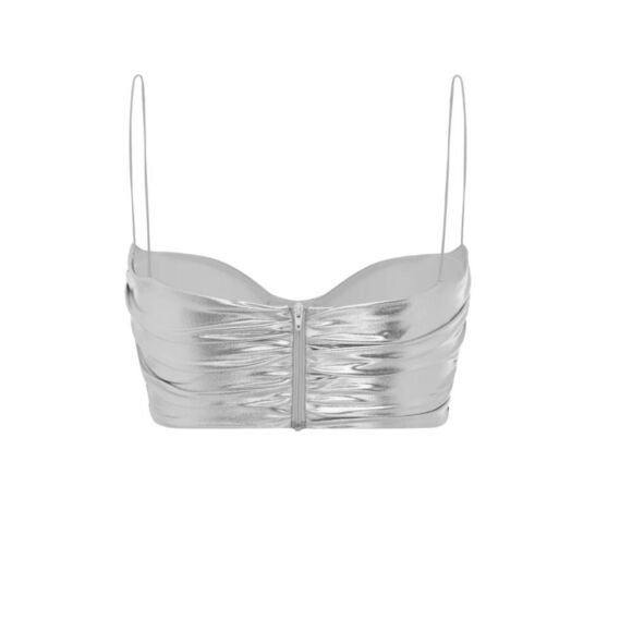 Alex Perry Bauer Ruched Bralette Silver - Picture 2 of 6
